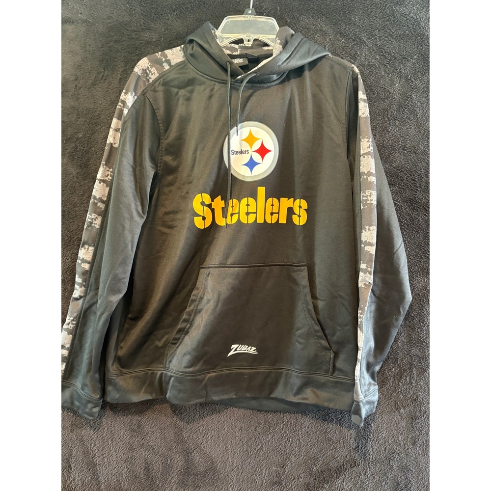 Zubaz Hoodie Mens M Steelers Black Camo Sleeve NFL Football Pullover Medium